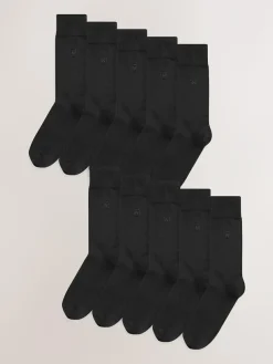Next Black Logo 10 Pack Embroidered Lasting Fresh Socks^ Nightwear|Socks
