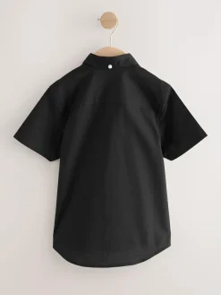 Next Black Logo Short Sleeve Cotton Rich Oxford Shirt (3-16yrs)^BOY Shirts