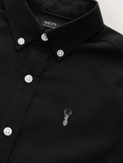 Next Black Logo Short Sleeve Cotton Rich Oxford Shirt (3-16yrs)^BOY Shirts