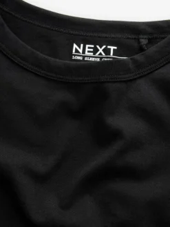 Hot Next Black Long Sleeve Crew Neck T-Shirt