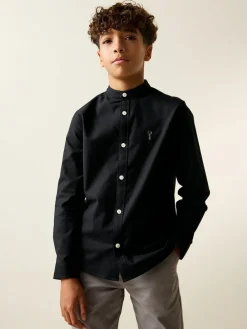 Next Long Sleeve Grandad Collar Oxford Shirt (3-16yrs) Black