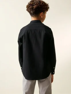 Next Long Sleeve Grandad Collar Oxford Shirt (3-16yrs) Black