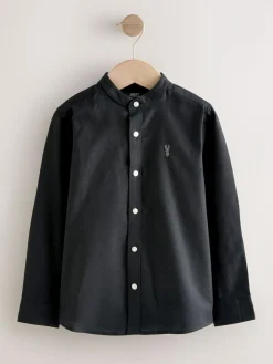 Next Long Sleeve Grandad Collar Oxford Shirt (3-16yrs) Black
