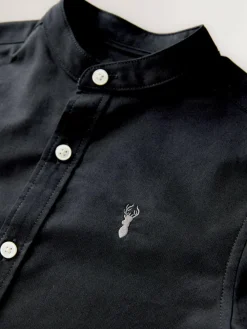 Next Long Sleeve Grandad Collar Oxford Shirt (3-16yrs) Black