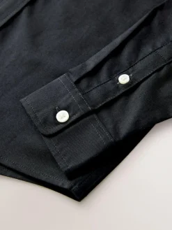 Next Long Sleeve Grandad Collar Oxford Shirt (3-16yrs) Black