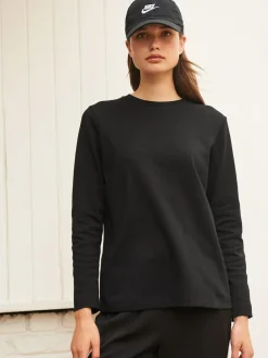 Next Black Long Sleeve Heavyweight Crew Neck T-Shirt^Women Nightwear|Tops & T-Shirts