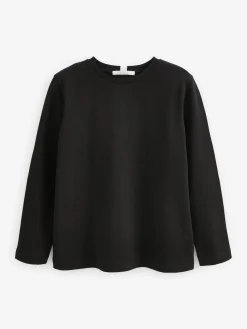 Next Black Long Sleeve Heavyweight Crew Neck T-Shirt^Women Nightwear|Tops & T-Shirts