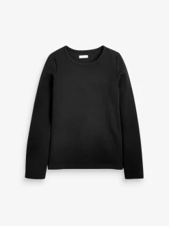 Next Black Long Sleeve Ribbed Top (3-16yrs)^ Nightwear|Tops