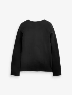 Next Black Long Sleeve Ribbed Top (3-16yrs)^ Nightwear|Tops