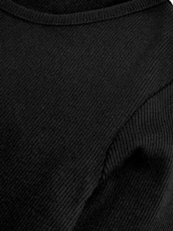 Next Black Long Sleeve Ribbed Top (3-16yrs)^ Nightwear|Tops