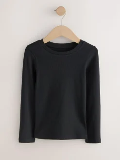 Best Next Black Long Sleeve Ribbed Tops 3 Pack (3-16yrs)