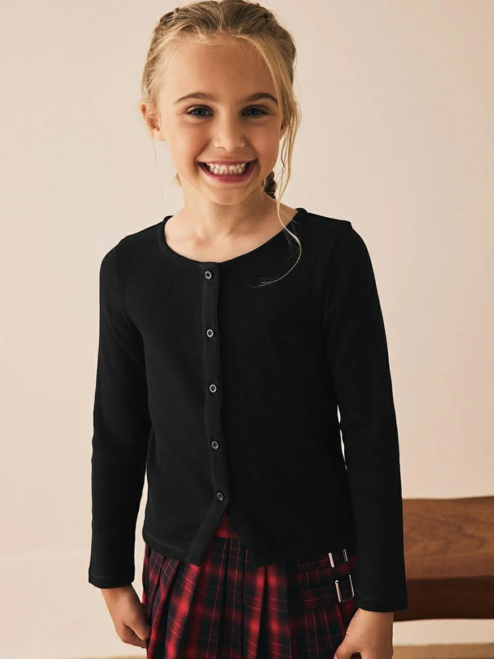 Clearance Next Black Long Sleeve Ribbed Cardigan (3-16yrs)