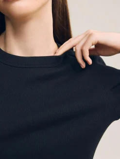 Sale Next Black Long Sleeve Ribbed Crew Neck Top