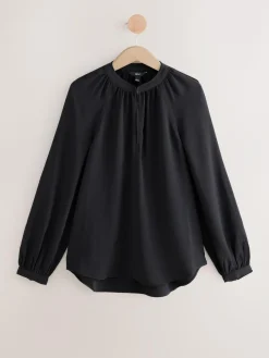 Next Black Long Sleeve V-Neck Blouse