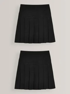 Outlet Next Black Longer Length Regular Waist 2 Pack Pleated School Skirts (3-16yrs)