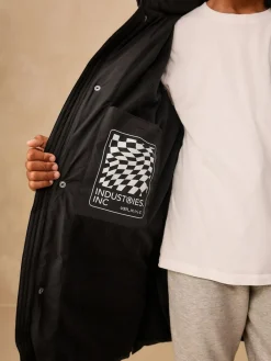 Next Black Longline Shower Resistant Padded Coat (3-17yrs)^BOY Coats & Jackets|Snowsuits & Coats