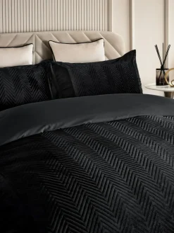 Next Madison Quilted Velvet Duvet Cover and Pillowcase Set^ Bedsets & Duvet Covers