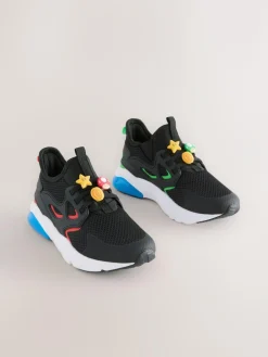 Best Next Black Mario Elastic Lace Trainers