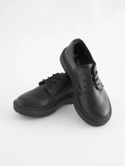 Next Black Matt Standard Fit (F) School Chunky Lace-Up Shoes^ Shoes