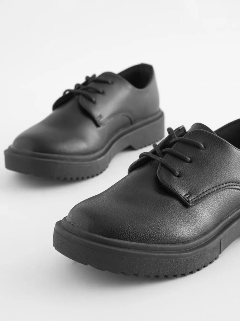 Next Black Matt Standard Fit (F) School Chunky Lace-Up Shoes^ Shoes