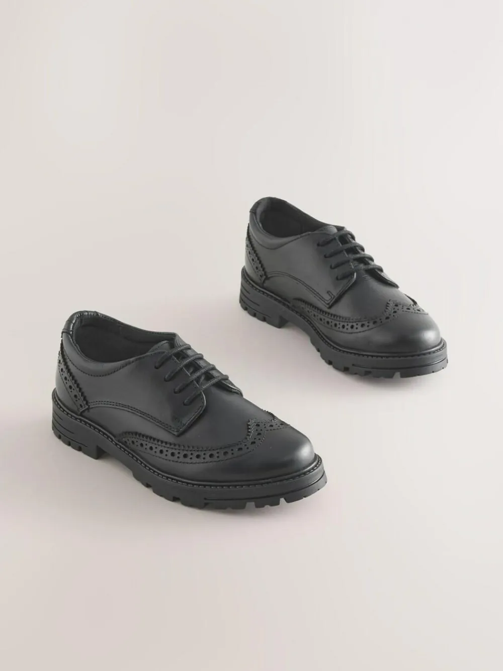 Outlet Next Standard Fit (F) School Leather Chunky Lace-Up Brogues Black Matt