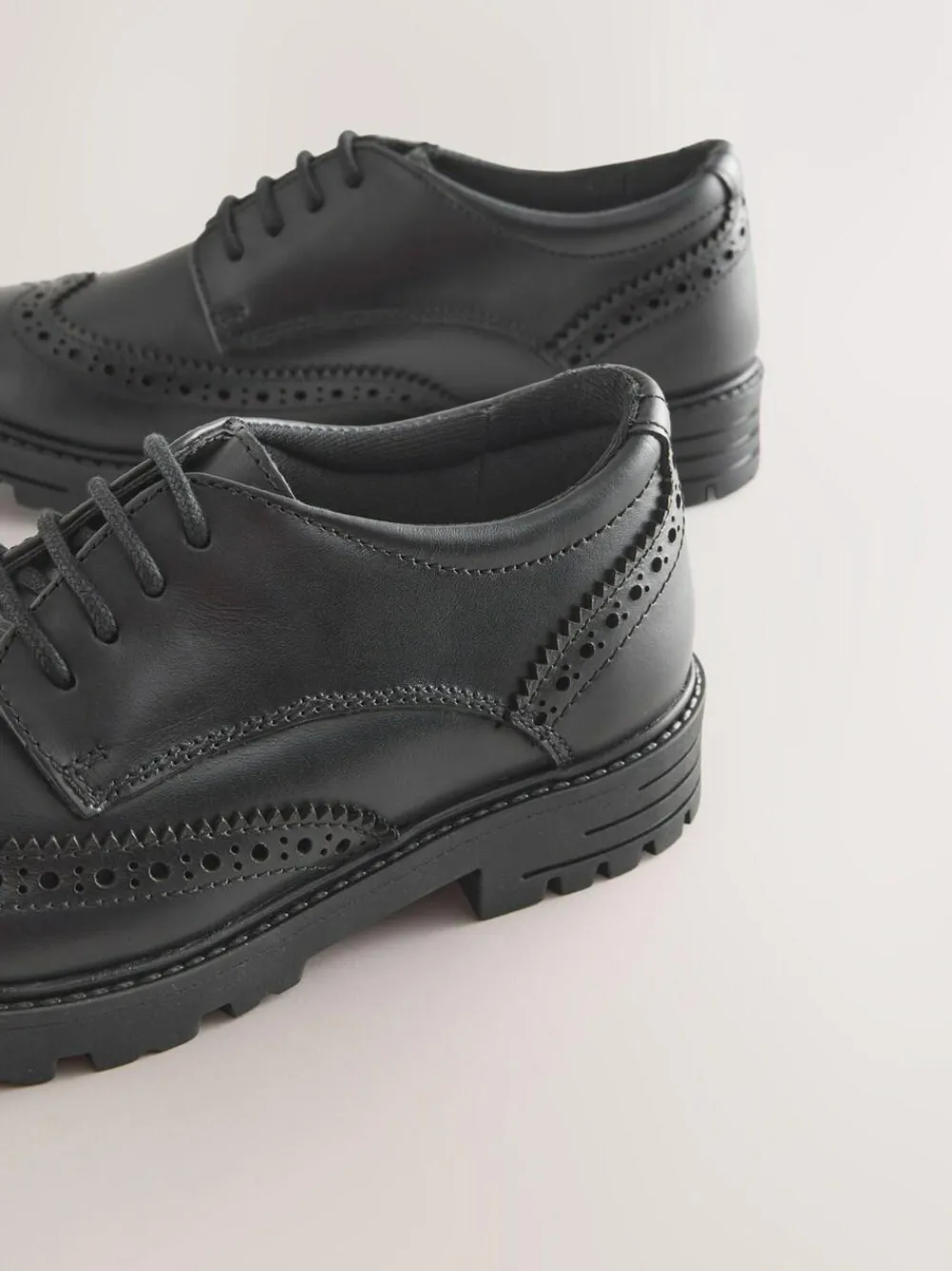 Outlet Next Standard Fit (F) School Leather Chunky Lace-Up Brogues Black Matt