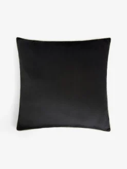 Next Black Matte Velvet Contrast Pipe 59 x 59cm Cushion^ Cushions & Throws
