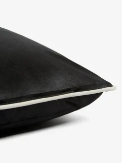 Next Black Matte Velvet Contrast Pipe 59 x 59cm Cushion^ Cushions & Throws