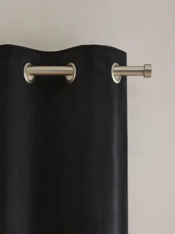 Discount Next Matte Velvet Faux Fur Trim out/Thermal Eyelet Curtains Black