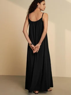 Next Maxi Length Trapeze Shape Ruched Neckline Thin Vest Strap Dress^Women Maxi Dresses|Dresses
