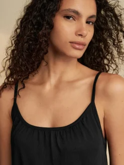 Next Maxi Length Trapeze Shape Ruched Neckline Thin Vest Strap Dress^Women Maxi Dresses|Dresses