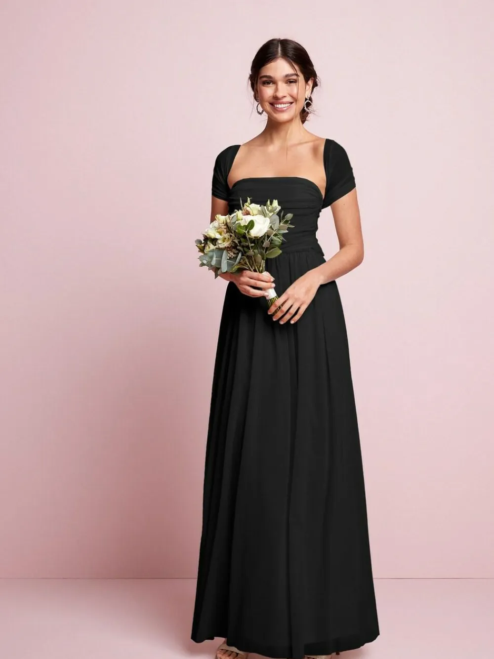 Discount Next Black Mesh Multiway Wedding Guest Bridesmaid Maxi Dress