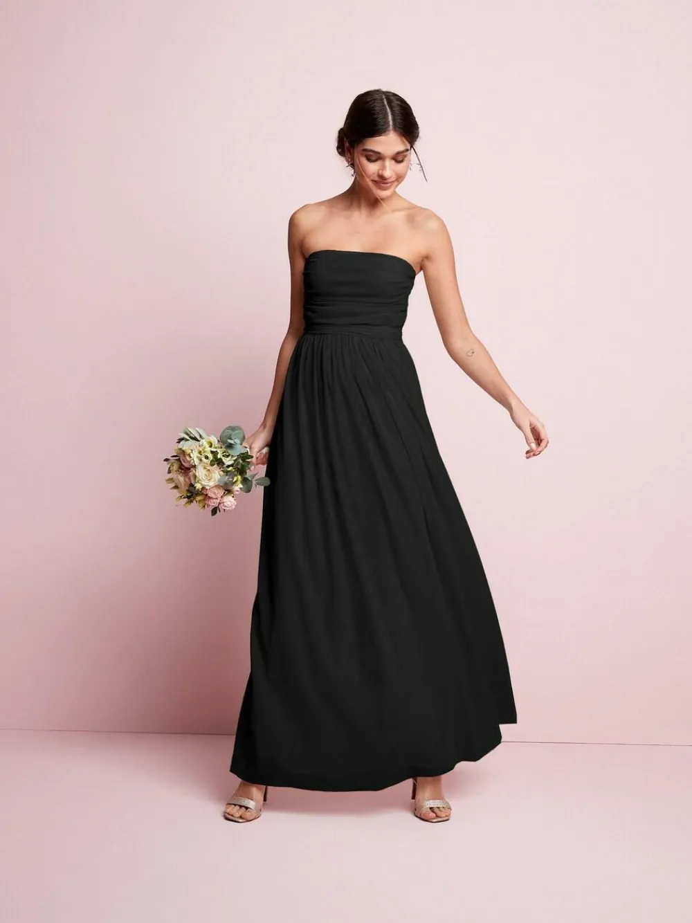 Discount Next Black Mesh Multiway Wedding Guest Bridesmaid Maxi Dress