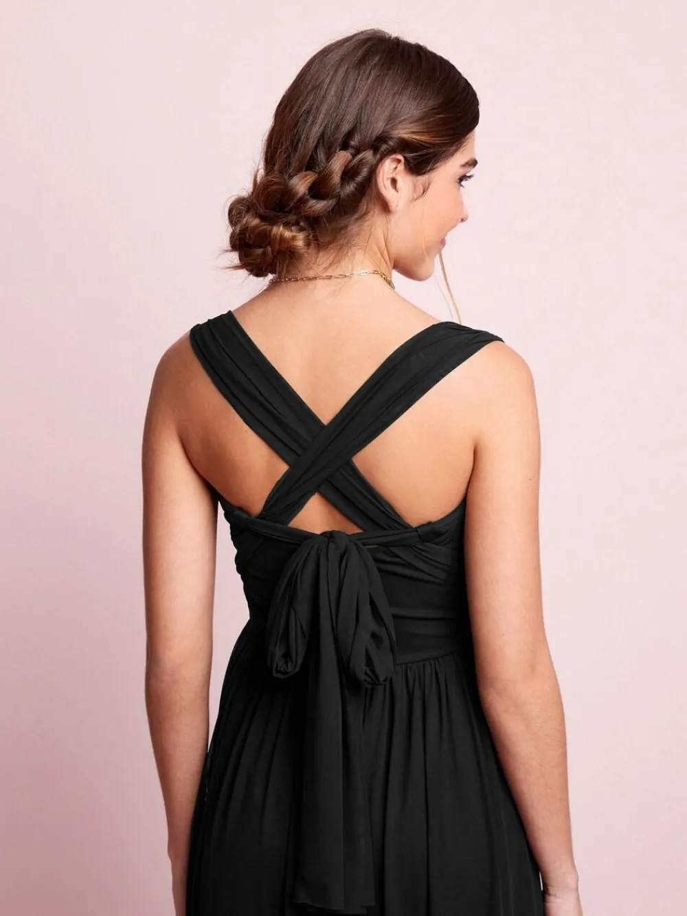 Discount Next Black Mesh Multiway Wedding Guest Bridesmaid Maxi Dress