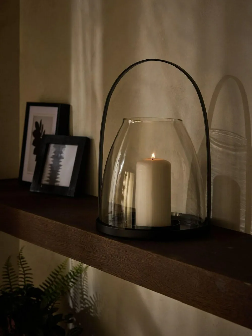Next Black Metal Curved Handle Lantern Medium^ Candle Holders & Lanterns