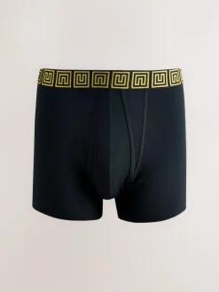 Next Black Metallic Pattern Waistbands 5 Pack A-Front Cotton Rich Boxers^ Underwear|Underwear