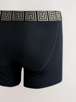 Next Black Metallic Pattern Waistbands 5 Pack A-Front Cotton Rich Boxers^ Underwear|Underwear