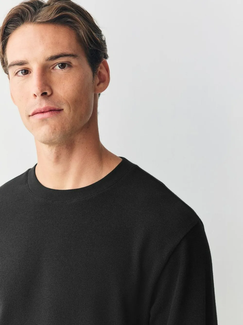 Online Next Micro Waffle Long Sleeve T-Shirt Black