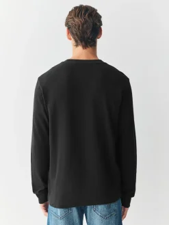 Online Next Micro Waffle Long Sleeve T-Shirt Black