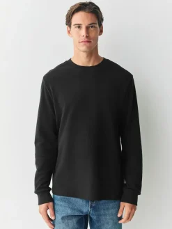 Online Next Micro Waffle Long Sleeve T-Shirt Black