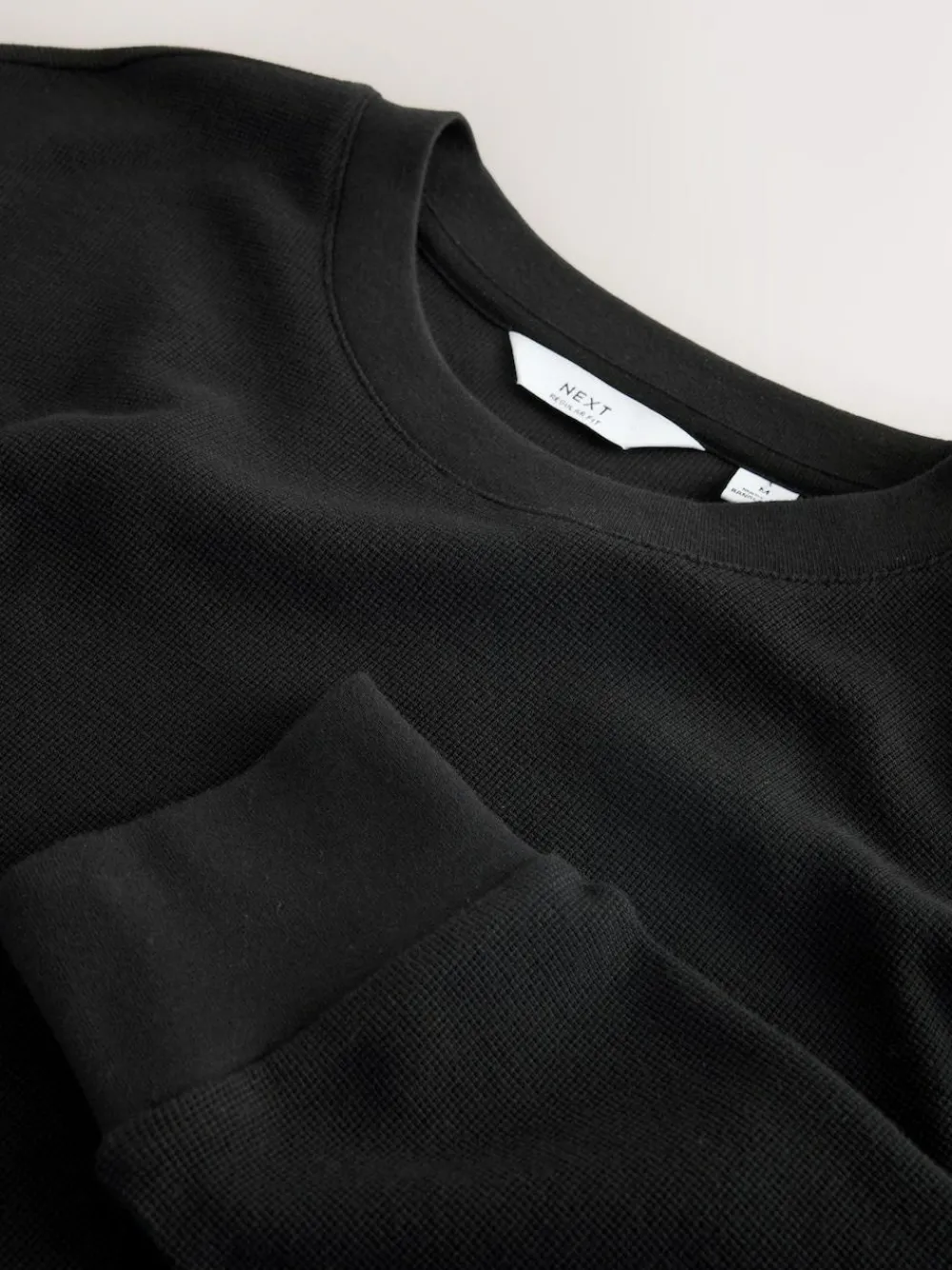 Online Next Micro Waffle Long Sleeve T-Shirt Black