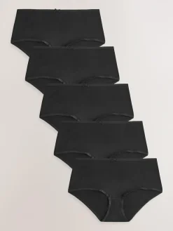 Next Black Midi Cotton Rich Knickers 5 Pack^Women Panties|All Lingerie