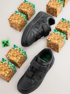 Outlet Next Black Minecraft School Touch Fastening Elastic Lace Shoes