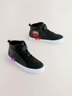 Clearance Next Black Minecraft Touch Fastening Elastic Lace Hi Top Trainers
