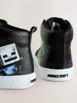 Clearance Next Black Minecraft Touch Fastening Elastic Lace Hi Top Trainers