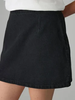 Next Black Mini Hourglass Denim Skirt^Women Skirts