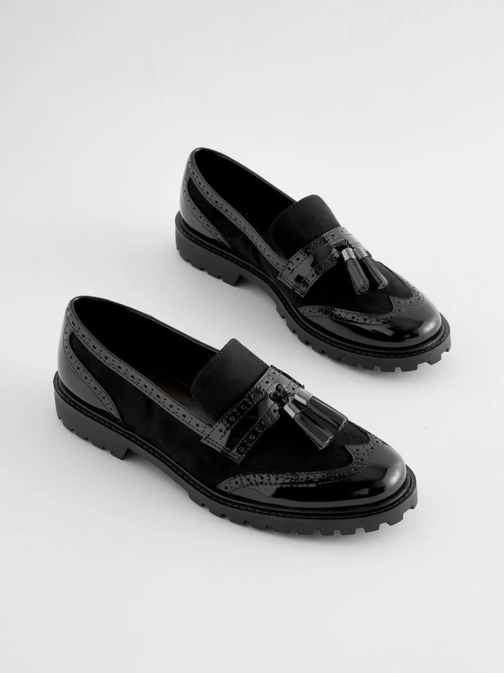 Next Standard/Wide Fit Tassel Detail Cleated Chunky Loafer Shoes^Women Wide Fit & Extra Wide Fit|Flats