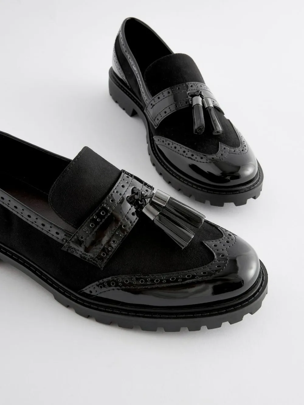 Next Standard/Wide Fit Tassel Detail Cleated Chunky Loafer Shoes^Women Wide Fit & Extra Wide Fit|Flats