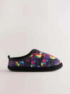 Next Black Multicoloured Gamer Warm Lined Slipper Mules^BOY Nightwear