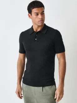 Next Muscle Fit Cotton Rich Short Sleeve Knit Polo Shirt^ Tops & T-Shirts|Knitwear